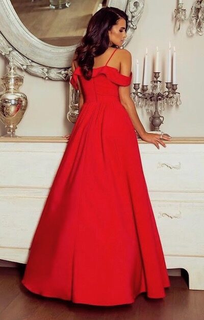 długa czerwona sukienka sinsay tył