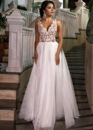 Sukienka Chiara z koronkową górą biała