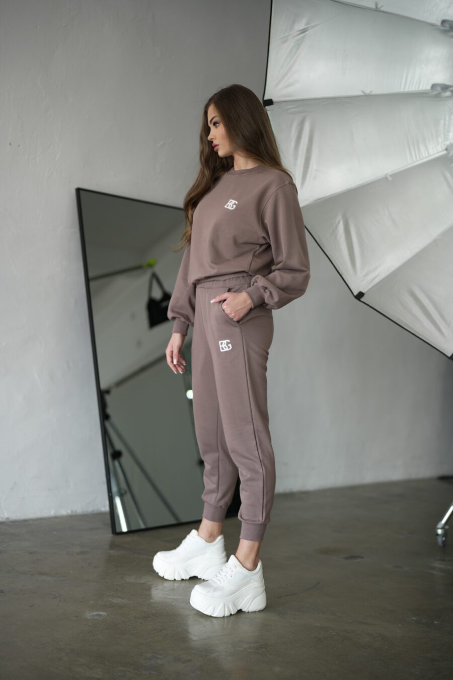 Bluza damska BG Basic | cappuccino - obrazek 4