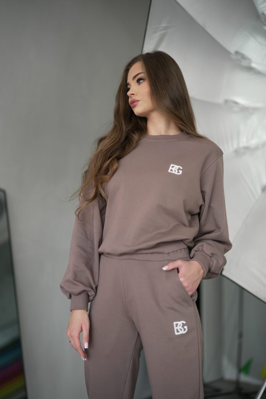 Bluza damska BG Basic | cappuccino - obrazek 3