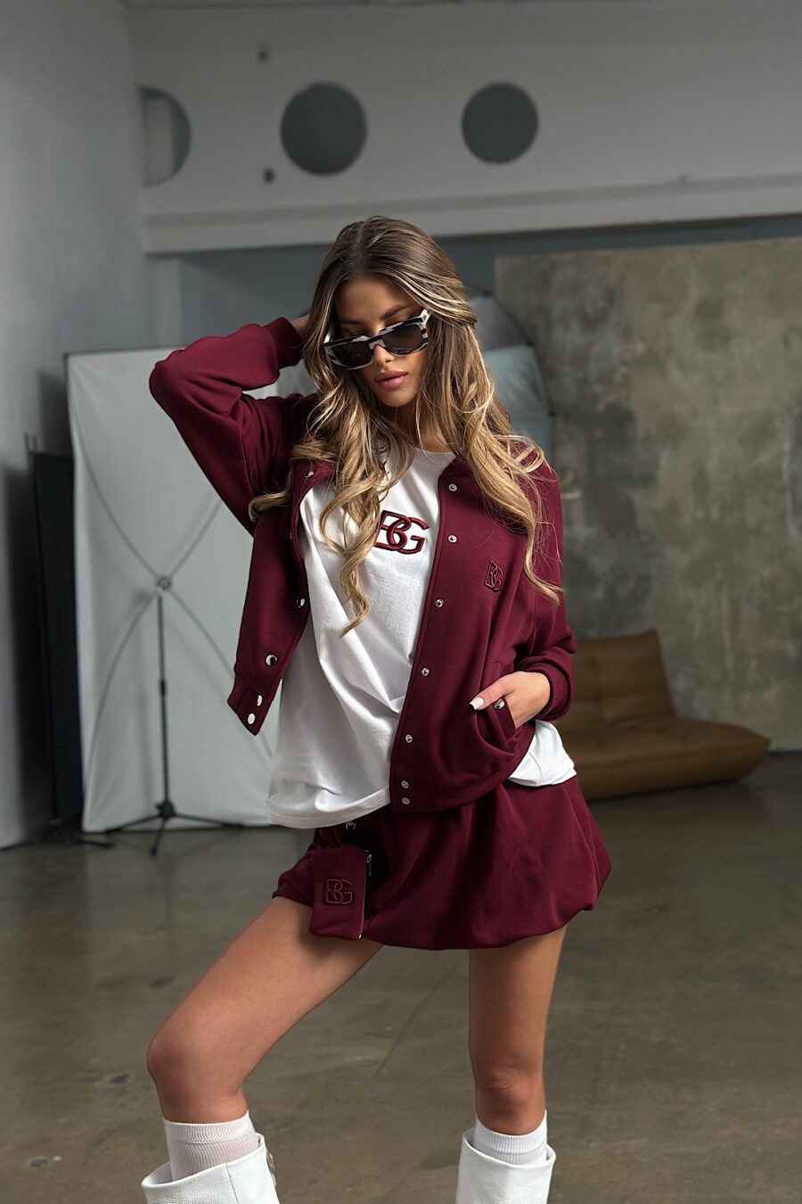 Bluza damska BG Riri | bordo