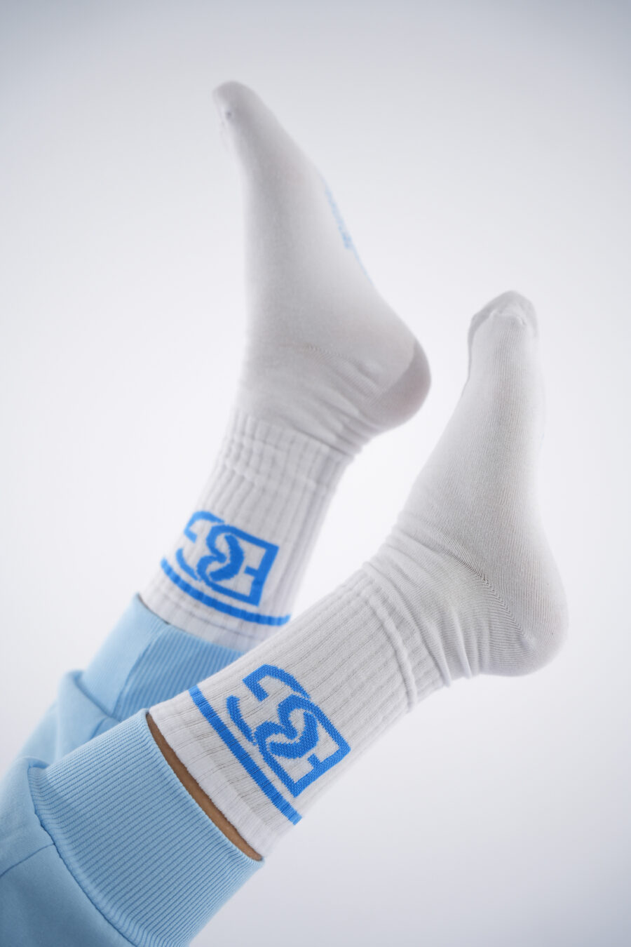 Skarpety BG Long socks | biały - błękit - obrazek 5