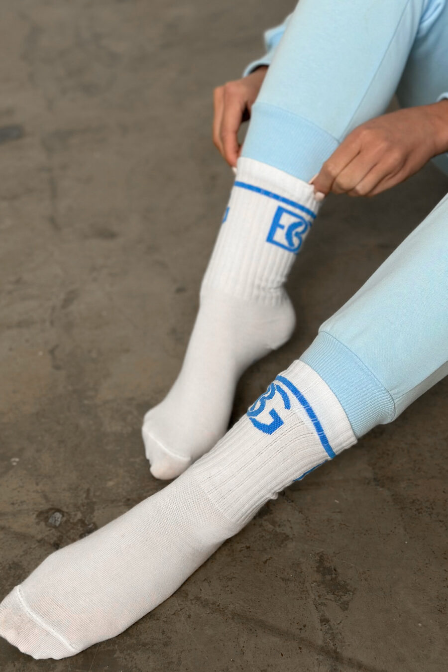 Skarpety BG Long socks | biały - błękit - obrazek 6