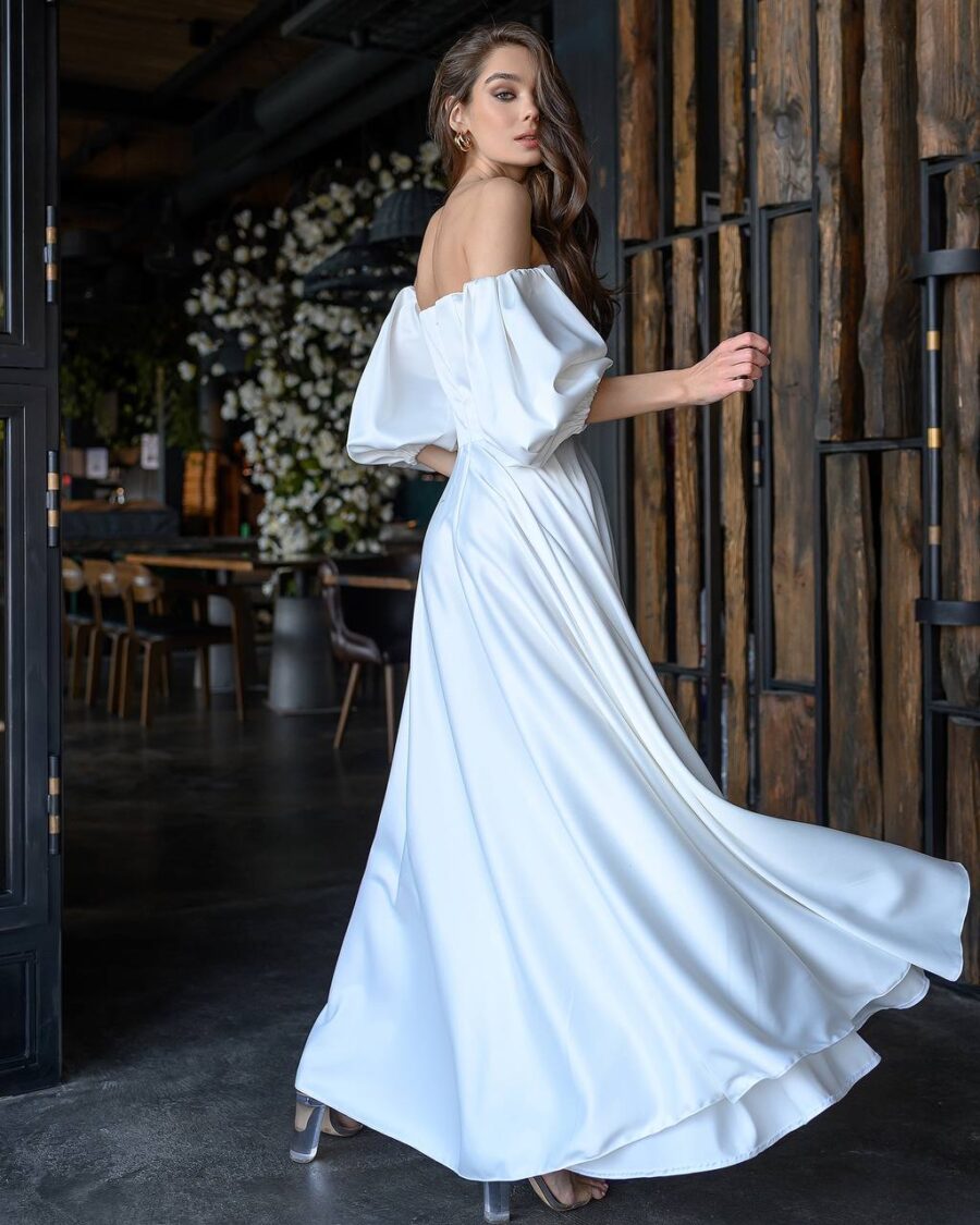 CAMI Sukienka Maxi 288 z Rękawem 3/4 Ecru - obrazek 3