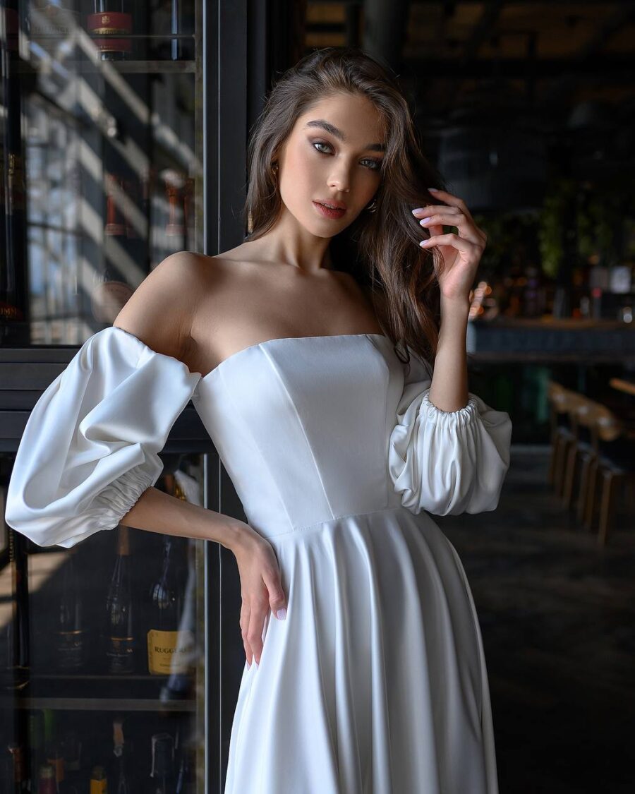 CAMI Sukienka Maxi 288 z Rękawem 3/4 Ecru - obrazek 2