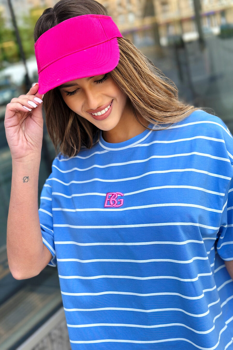 T-Shirt damski BG Sweet | niebieski-biały - obrazek 4