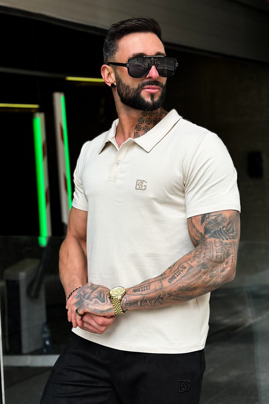 T-Shirt męski BG Polo | beż - obrazek 6