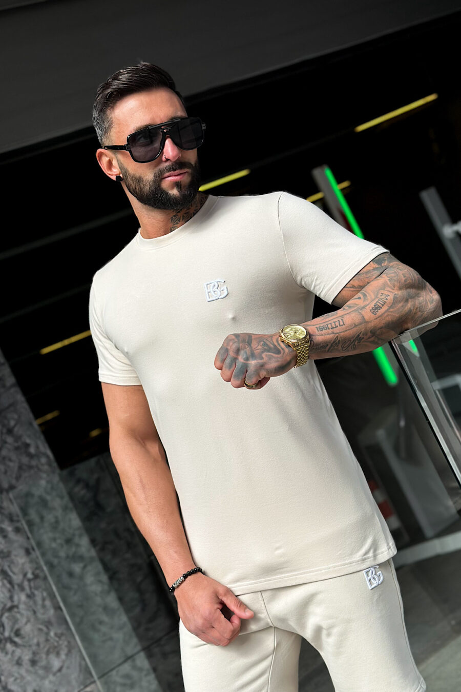 T-Shirt męski BG Bond | beżowy - obrazek 3