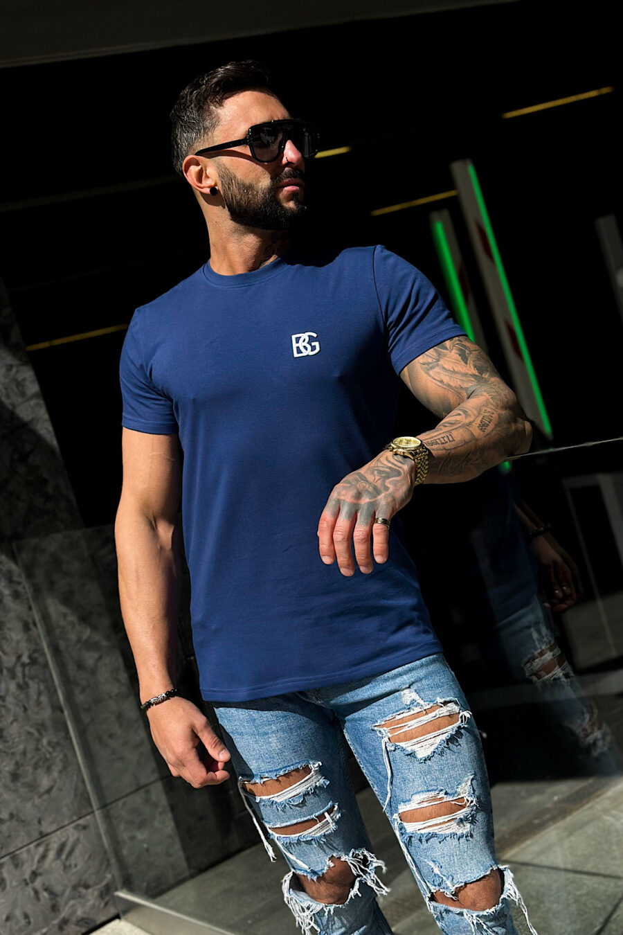 T-Shirt męski BG Bond | granatowy - obrazek 3