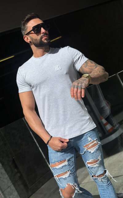 T-Shirt męski BG Bond | szary melanż