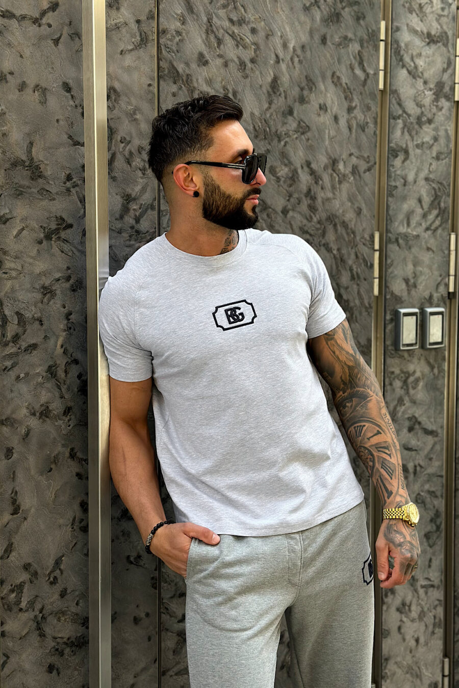 T-Shirt męski BG Bump | szary melanż