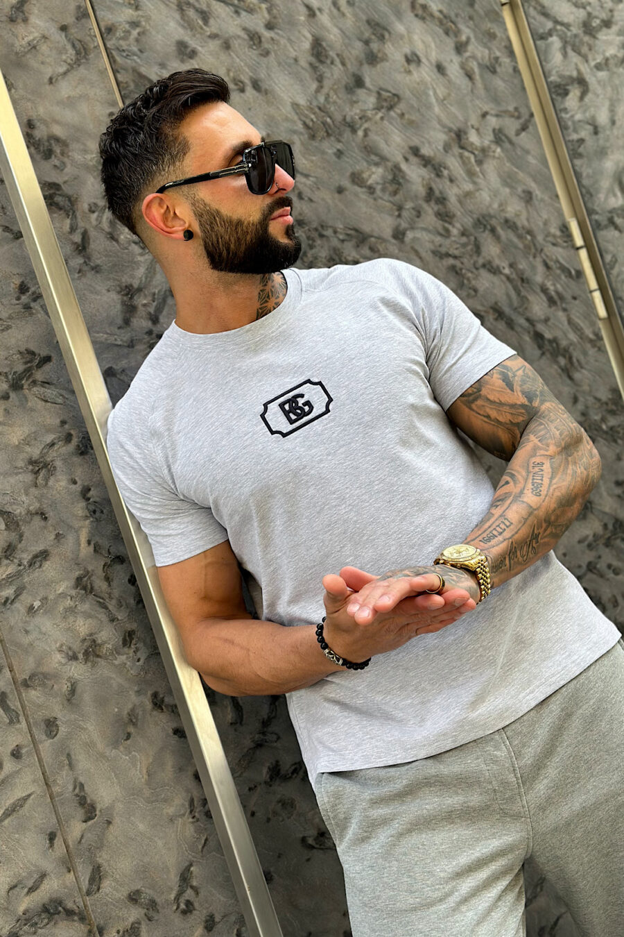 T-Shirt męski BG Bump | szary melanż - obrazek 4