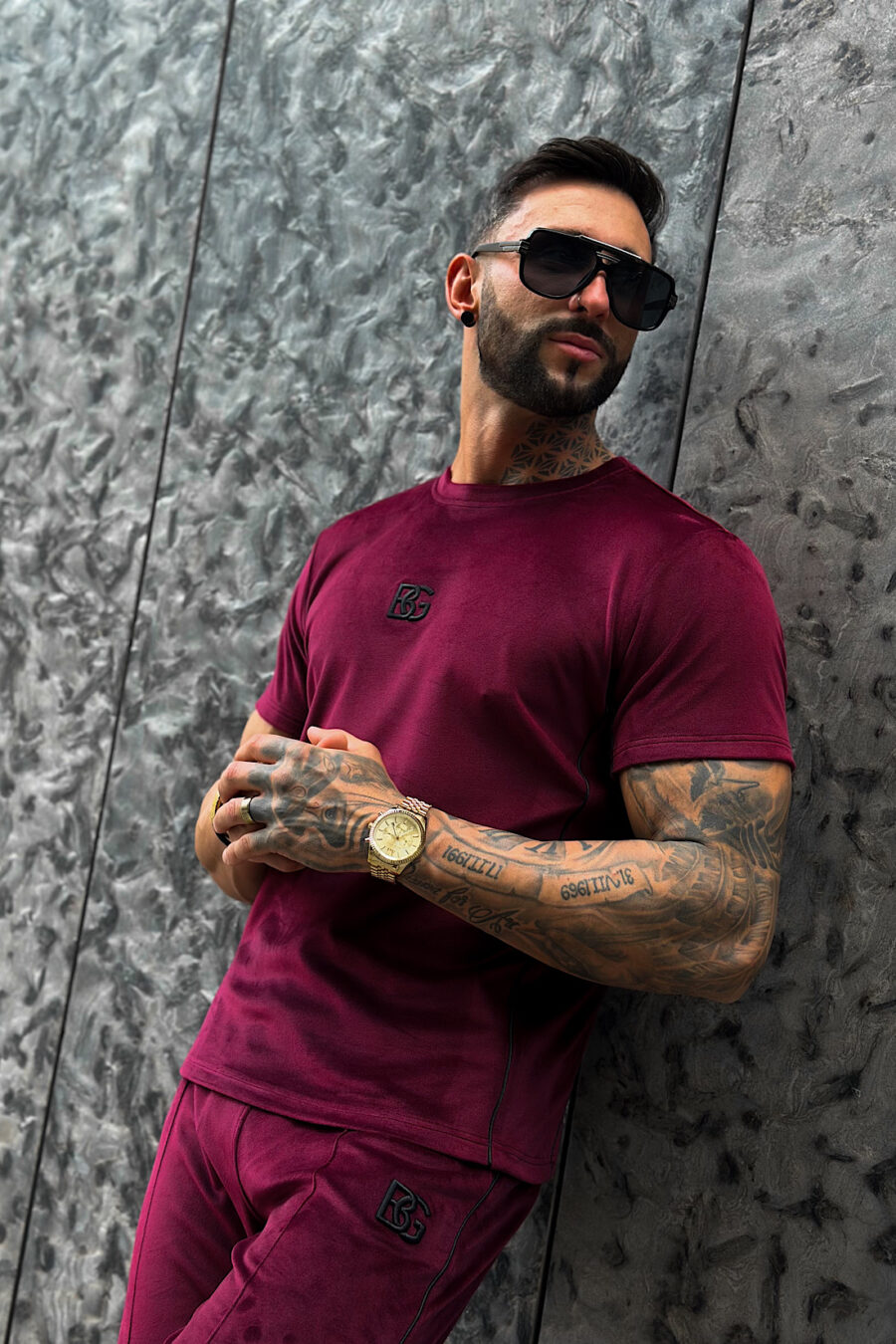 T-Shirt męski BG Silk | bordowy - obrazek 6