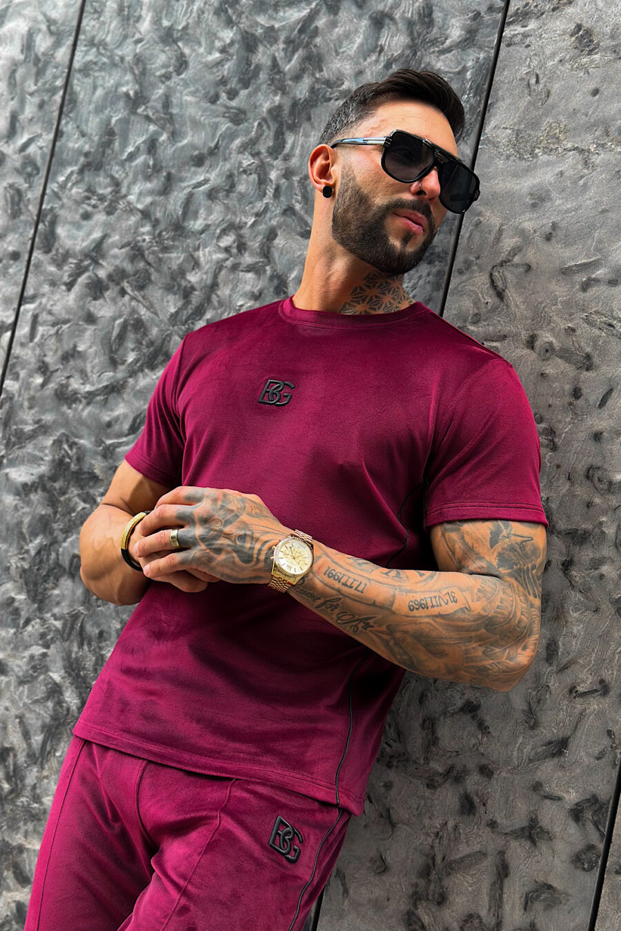 T-Shirt męski BG Silk | bordowy - obrazek 7