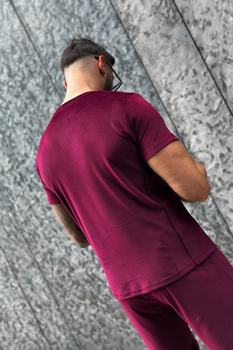 T-Shirt męski BG Silk | bordowy - obrazek 8