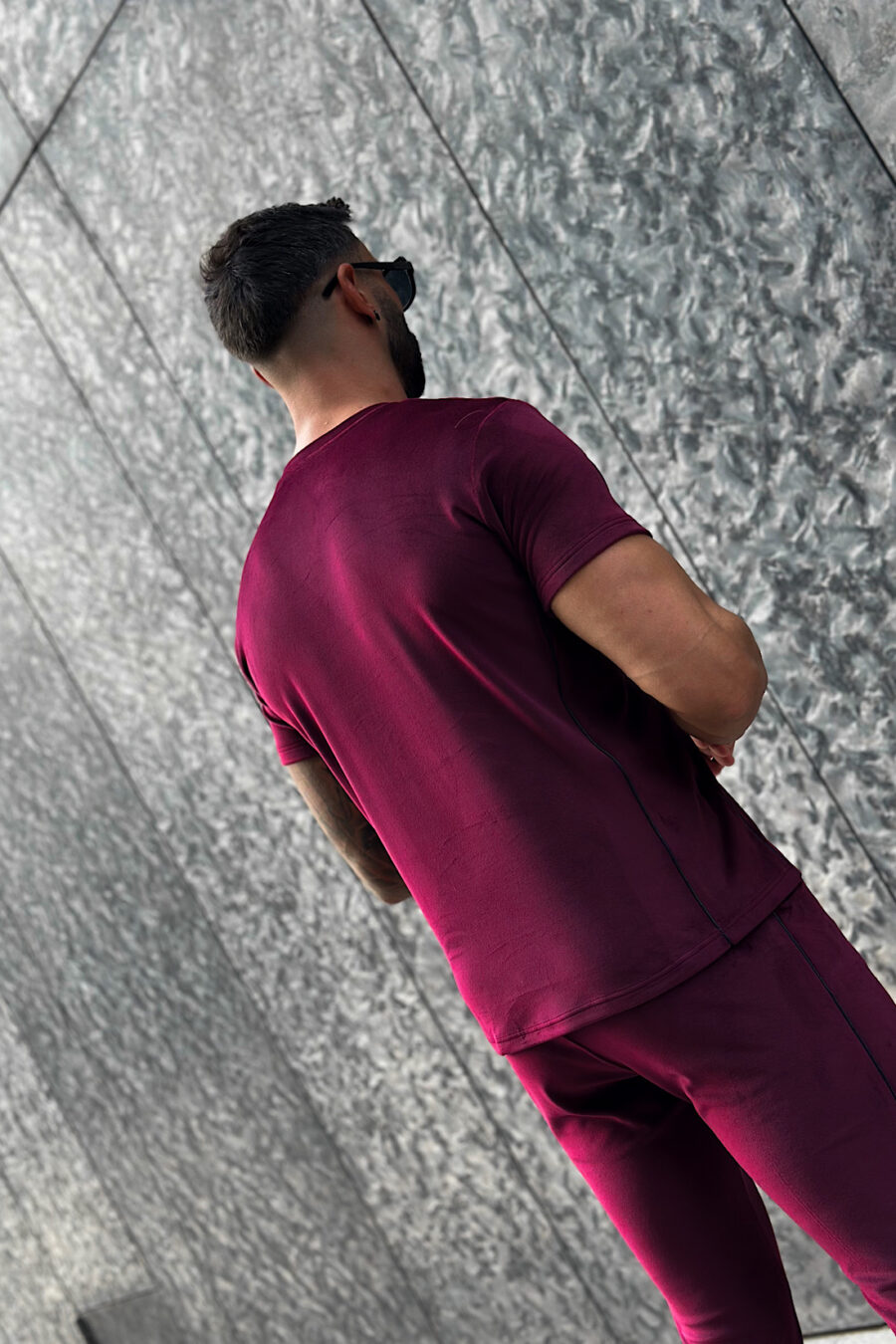 T-Shirt męski BG Silk | bordowy - obrazek 5