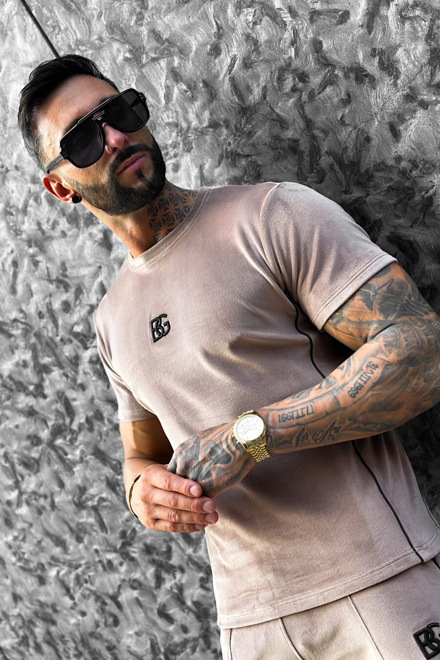 T-Shirt męski BG Silk | beż - obrazek 9