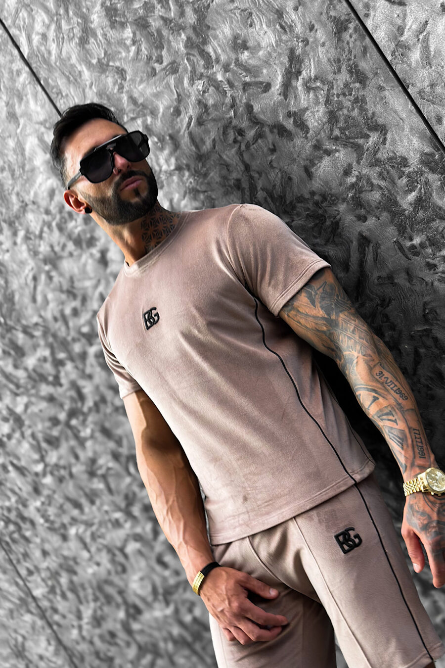 T-Shirt męski BG Silk | beż - obrazek 7