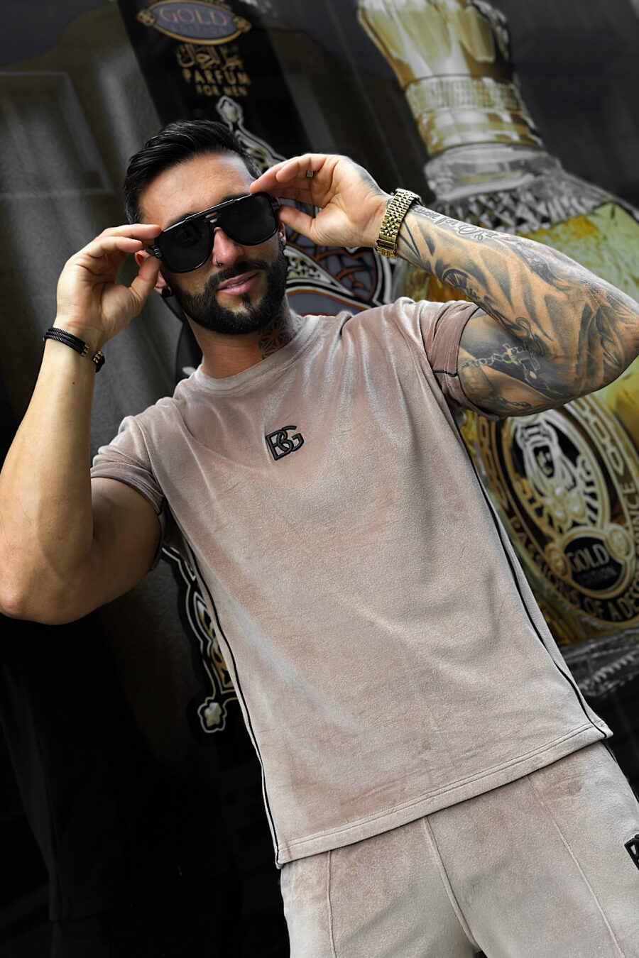 T-Shirt męski BG Silk | beż - obrazek 5