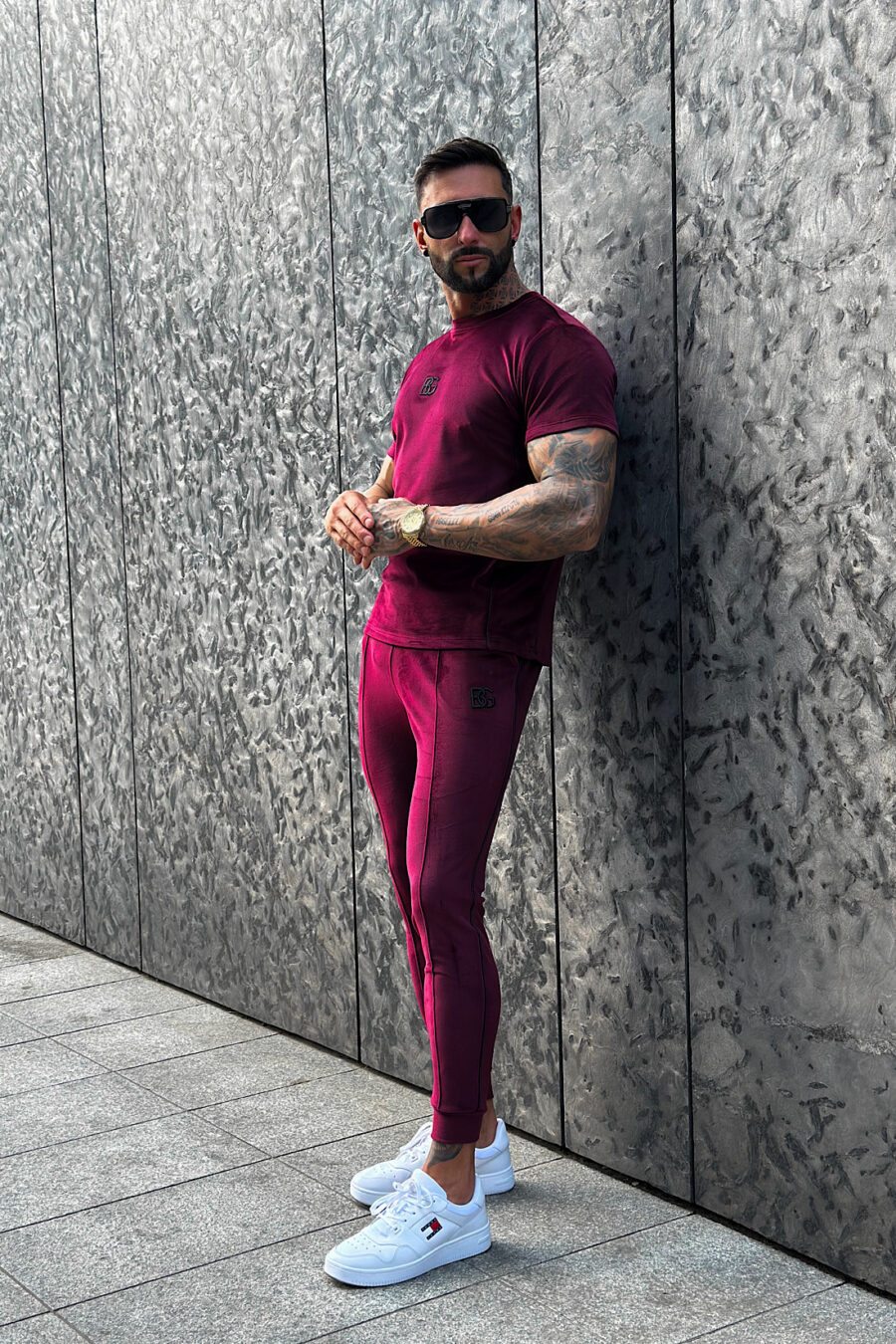 T-Shirt męski BG Silk | bordowy - obrazek 4