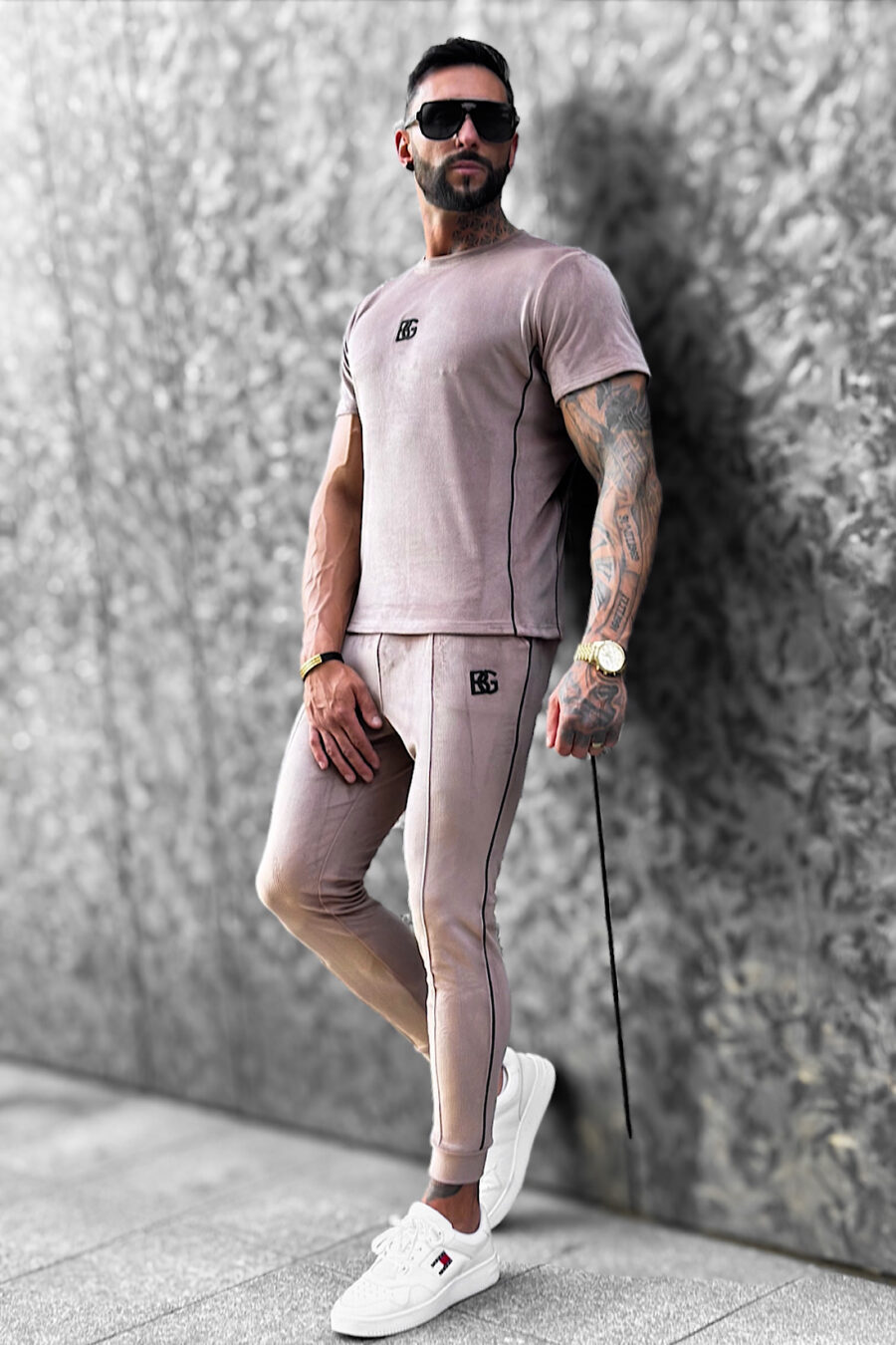 T-Shirt męski BG Silk | beż - obrazek 3