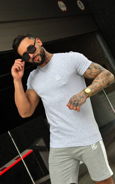 T-Shirt męski BG Bond | szary melanż