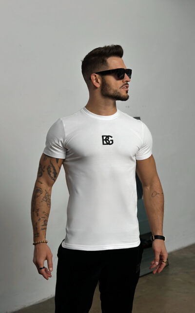 T-Shirt męski BG Signature | biały - czarny