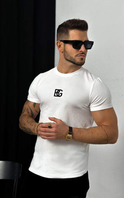 T-Shirt męski BG Signature | biały - czarny