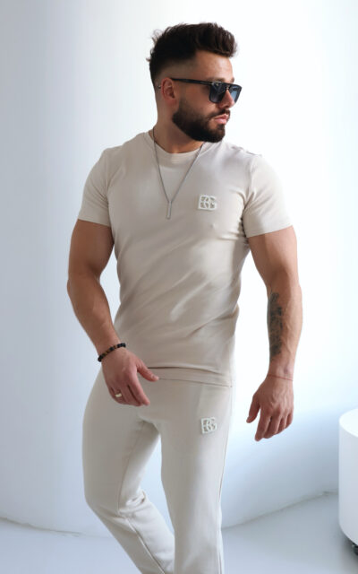 T-Shirt męski BG Bond | jasny beż