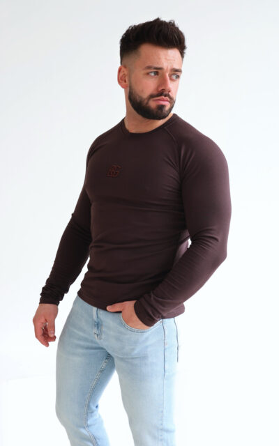 T-Shirt longsleeve męski BG Trust | gorzka czekolada