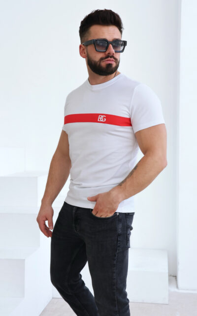 T-Shirt męski BG Red | biały