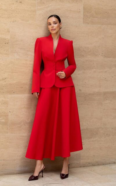 SALWA Komplet Marynarka i Spódnica 558 Czerwony