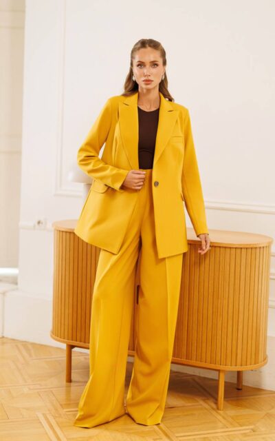 HALEY Garnitur Damski Dwuczęściowy C523 Musztardowy