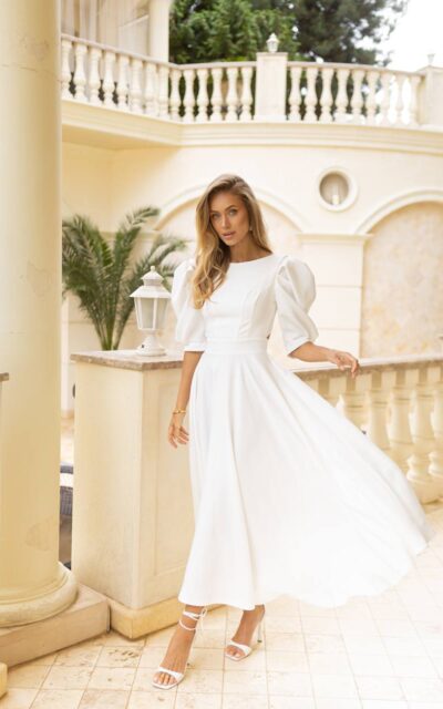 ISABELLA Sukienka z Bufkami C383 Ecru