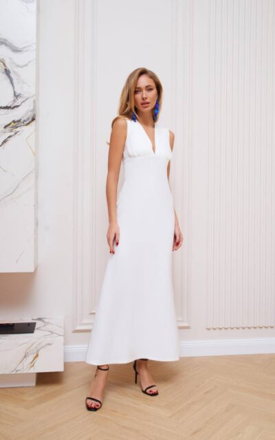 LYDIA Sukienka z Dekoltem C439 Ecru