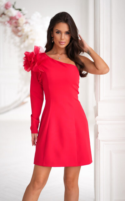 Sukienka z Różą Mini 319-02 Czerwony