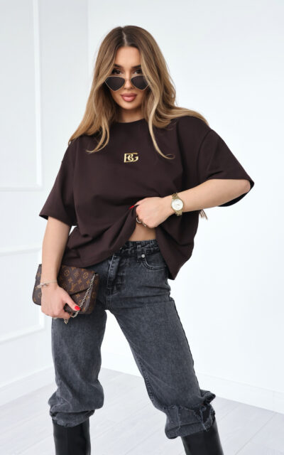 T-Shirt damski BG Goldi | gorzka czekolada