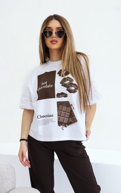 T-Shirt damski BG Choco | biały