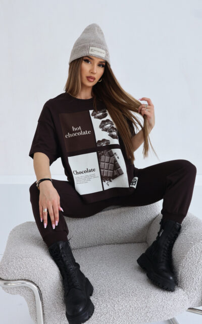 T-Shirt damski BG Choco | gorzka czekolada