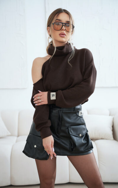 Sweter damski BG Gigi | gorzka czekolada