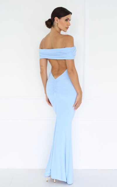 LIVIA Sukienka Hiszpanka z Odkrytymi Plecami Niebieski